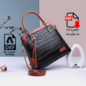 Tote Bag PDF and DXF Pattern: DIY Leather Crossbody Handbag Template Laser Cut