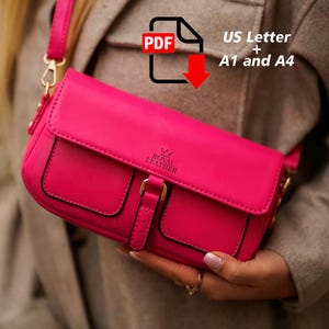 PDF パターン クロスボディ ショルダーバッグ テンプレート ファッション 女性用 レザー 2 ポケット バッグ テンプレート ショルダー ストラップ スリング バッグ パターン