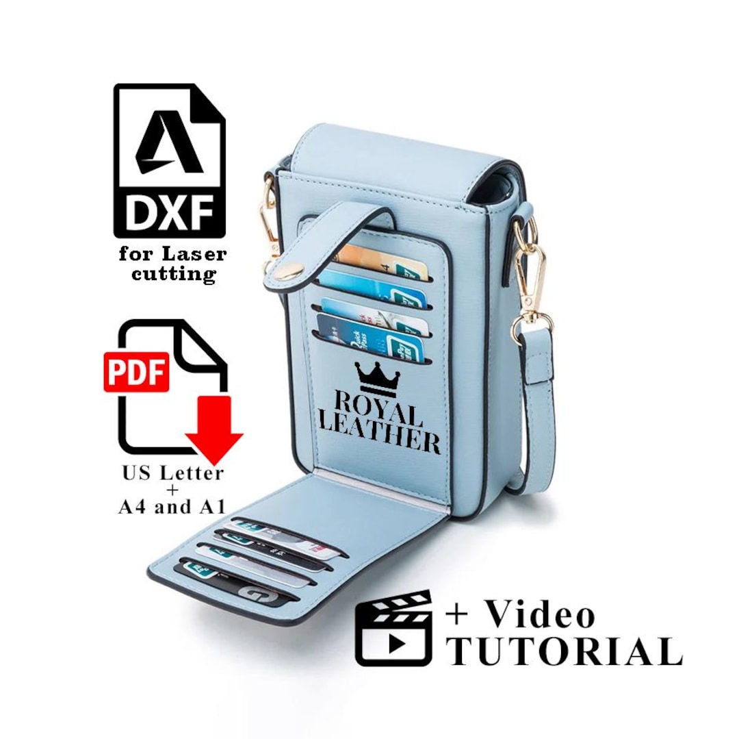 PDF and DXF Leather Mini Crossbody Bag Pattern: Small Bag Phone Case ...