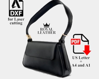 PDF & DXF Leather Shoulder Bag Pattern: Minimalist Flap Bag Template Laser cut (Digital Download)