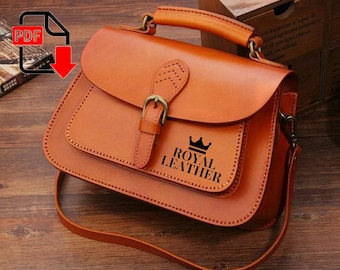 Molde de bolsa transversal de couro em PDF - Modelo de bolsa de mão Duffle