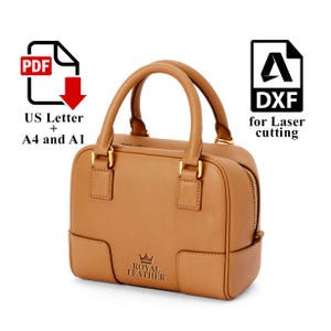 Plantilla de bolso bandolera de cuero con asa superior, patrón PDF y DXF. Bolso con asa superior para hombro.