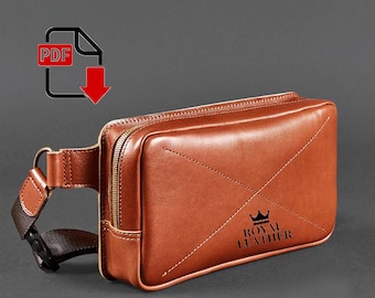 Leather Crossbody Bag PDF Pattern: Waist Shoulder Belt Bag Template