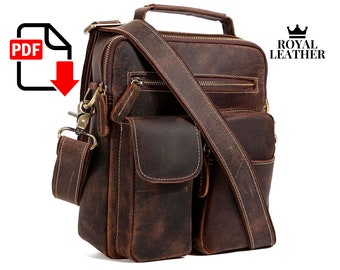 Wzór na skórzaną torbę typu crossbody: Torba biurowa w formacie PDF (do pobrania w wersji cyfrowej)