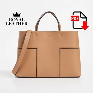 PDF Pattern Tote Bag Top Handle Shoulder Bag Template with open top and Toggle closure Internal Zipper pouch and Double Handles Template