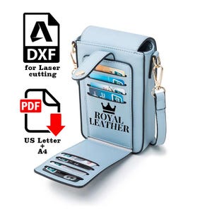 Modello PDF per mini borsa, custodia per telefono, borsa a tracolla in pelle, borsa a patta in pelle per telefono, portafoglio da donna, borsa a tracolla in pelle