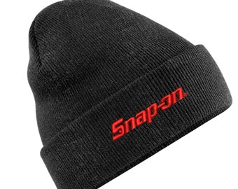 Snap on beanie hat charcoal- work wear turned up cuff