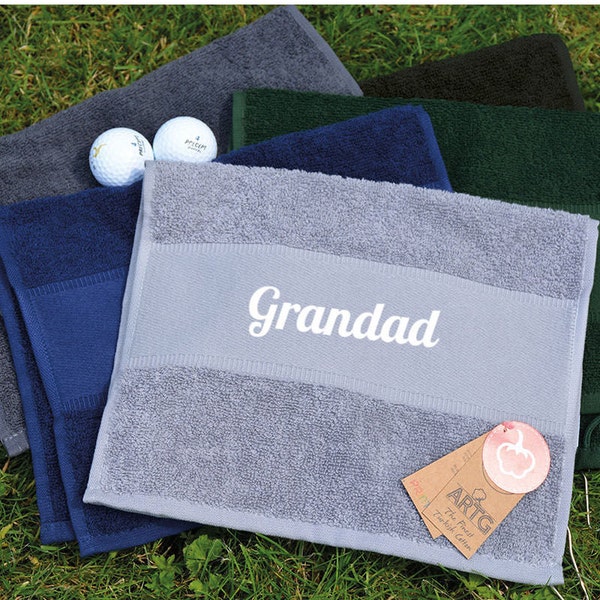 Personalised Cotton Golf Towel with clip - various colours