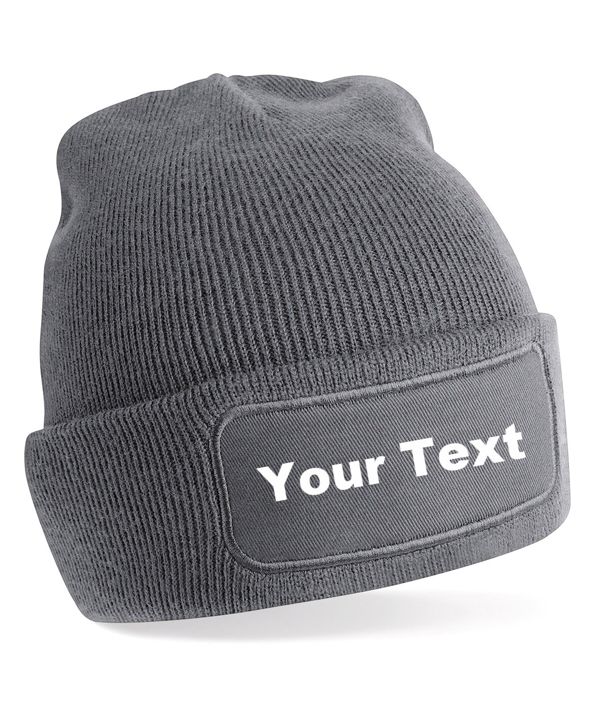 Personalised Embroidered Patch Beanie Your Choice of Text Etsy