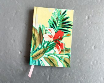 Cahier A6 jaune à imprimé floral tropical, papeterie durable, bloc-notes recyclé Trendlistr, ligné, cadeau idéal pour les écrivains