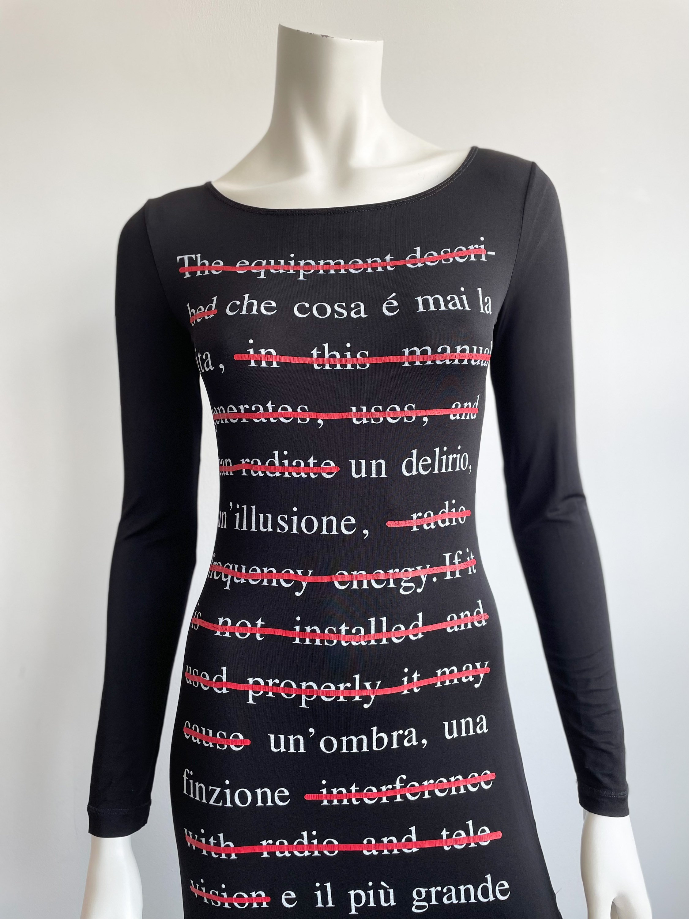 Vintage Moschino Jeans Text Print Maxi Dress, Bodycon, Black