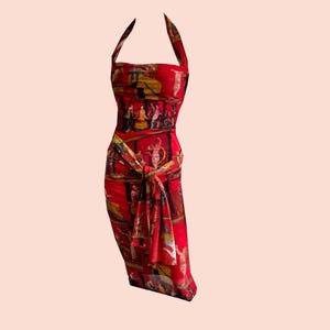 Isabel De Pedro Roman Print Dress, Mesh Halterneck Bodycon Dress With  Matching Scarf or Belt, Ancient History Inspired Print, UK Size 10 - Etsy