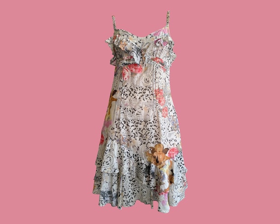 Y2K John Galliano Dress, Mini Dress, Lace and Flo… - image 1