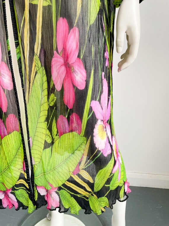 Vintage 70s Floral Print Sheer Tunic, Semi See Th… - image 3
