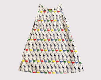 Y2K Surrealist Face Print Cotton Shift Dress by Bla Bla |Pop Art Lips & Eyes | Cream Multicolour | A-Line Trapeze | Size Small