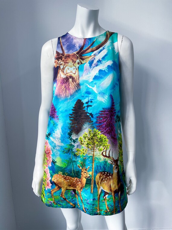 Manoush Designer Mini Dress, Fantasy Forest Print… - image 4