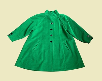 Cappotto vintage francese in lana verde smeraldo – anni '80 / Silhouette oversize / Cappotto invernale di grande impatto, taglia 12, EU 40