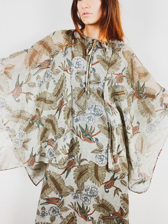 Vintage Marion Donaldson Dress / Bird Print / Ange