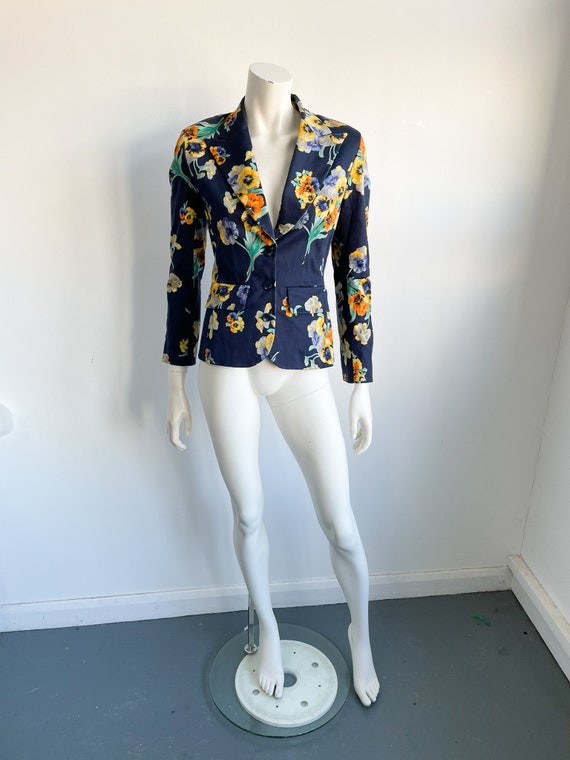 Vintage Kenzo Jungle Blazer: 1980s Floral Print Cotton Jacket