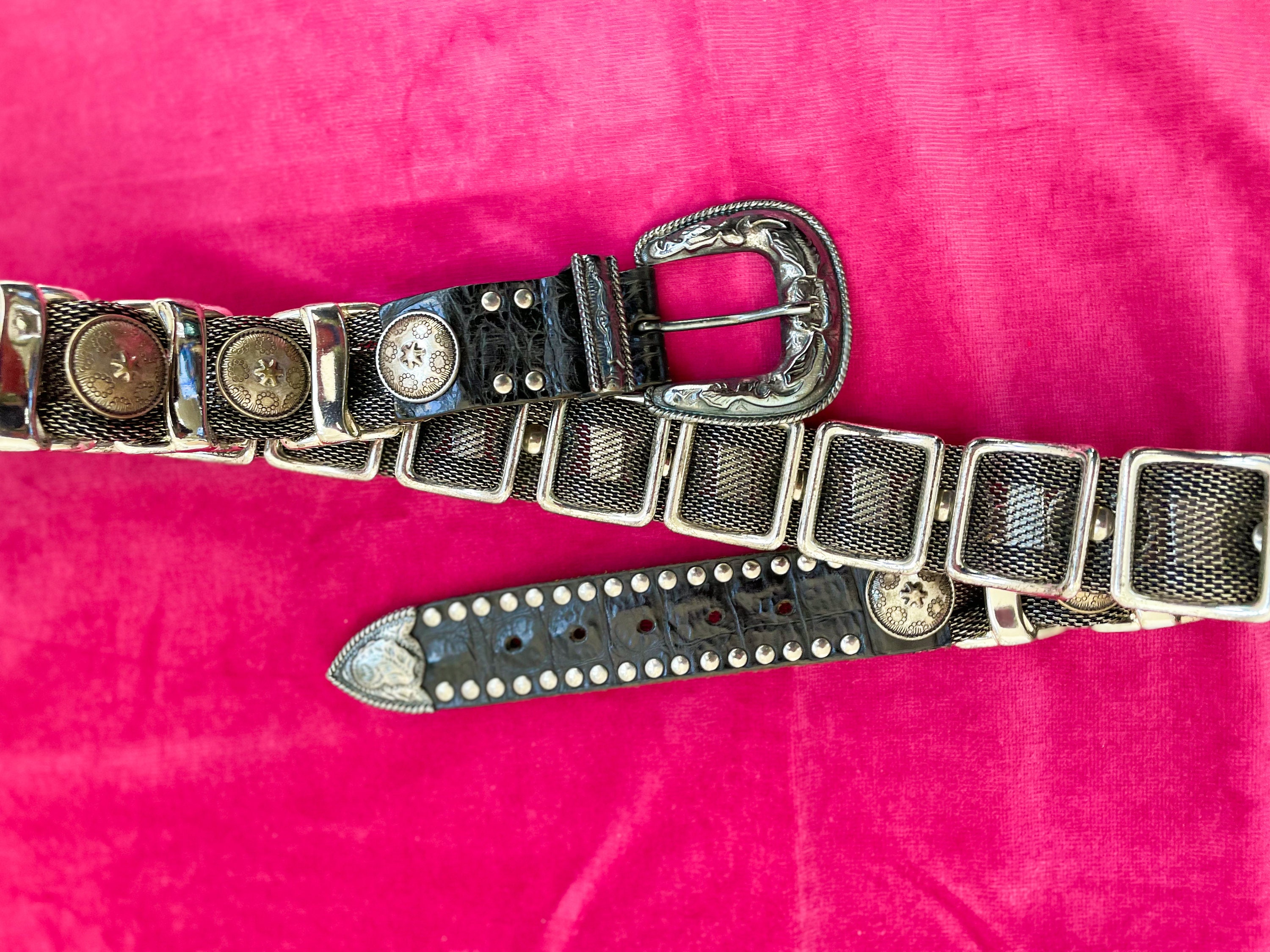 Vintage Nanni Chunky Metal Belt, 1980s, 80s, Italian, Silver