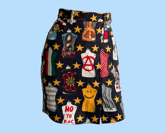 美品◎モスキーノ MOSCHINO ネオンプリント スカートひざ丈　Lサイズ 美品◎モスキーノ MOSCHINO ネオンプリント スカートひざ丈 Lサイズ 美