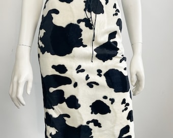 Fuzzy cow print skirt hot sale
