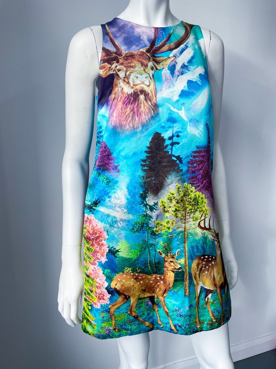 Manoush Designer Mini Dress, Fantasy Forest Print… - image 2