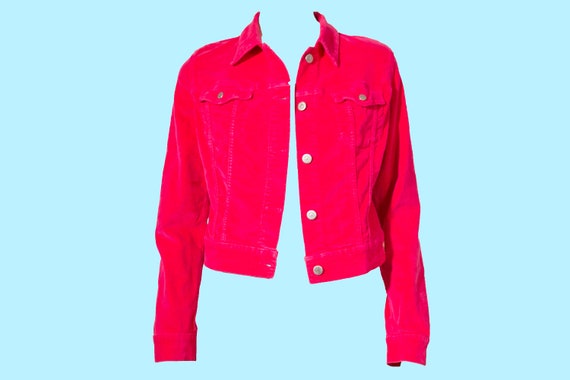 Veste en velours rose Fiorucci coupe boxy rose fluo annees 80 annees 80 jean de securite taille M moyen Etsy Canada