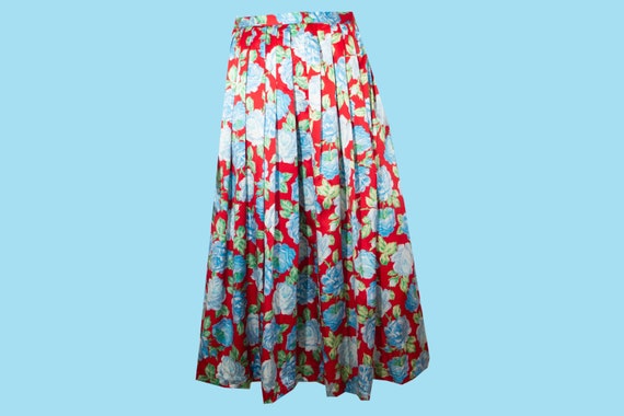 Navy floral pleated skirt cheap