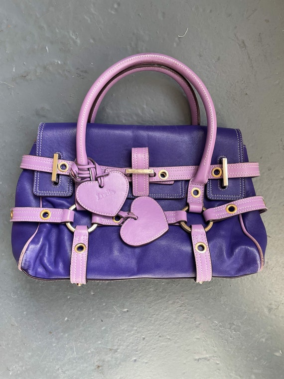 Y2K Luella Gisele Two Tone Bag, Purple, Leather, Top Handle
