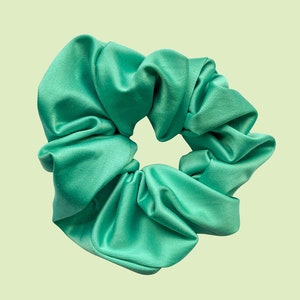Vintage Jade Green Satin Scrunchie, Handmade in UK, Upcycled, Silky Hair Elastic, Scrunchies, Studio Courtenay, Eco Friendly