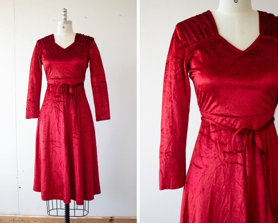 crimson velvet dress
