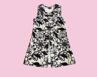 1970s Thai Silk Quilted Gilet – Vintage Floral Motif Sleeveless Jacket | Black & Ivory | Bohemian Layering Piece, Size 10, EU 38, US 6