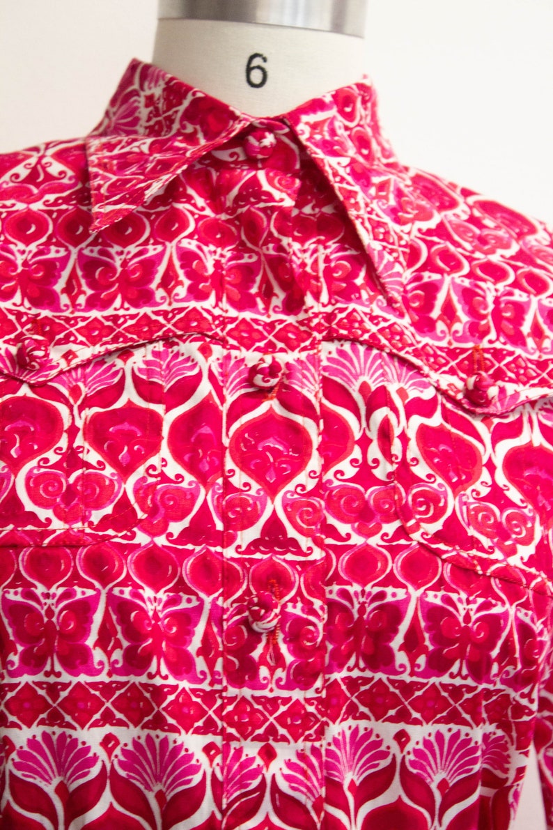 Vintage 60s Shirt Dress / Butterfly Print / Fuschia Pink and | Etsy