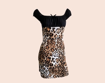 Y2K Wheels and Dollbaby Leopard Mini Dress: Bodycon Pin Up Style