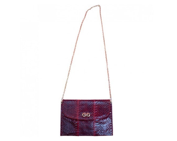 Vintage Red Snakeskin Bag / Mini Bag / Envelope Ba