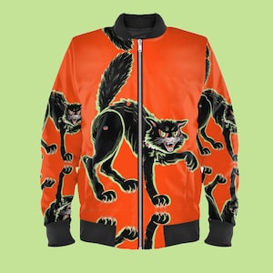 Vintage Halloween Schwarze Bomberjacke: Retro Herren