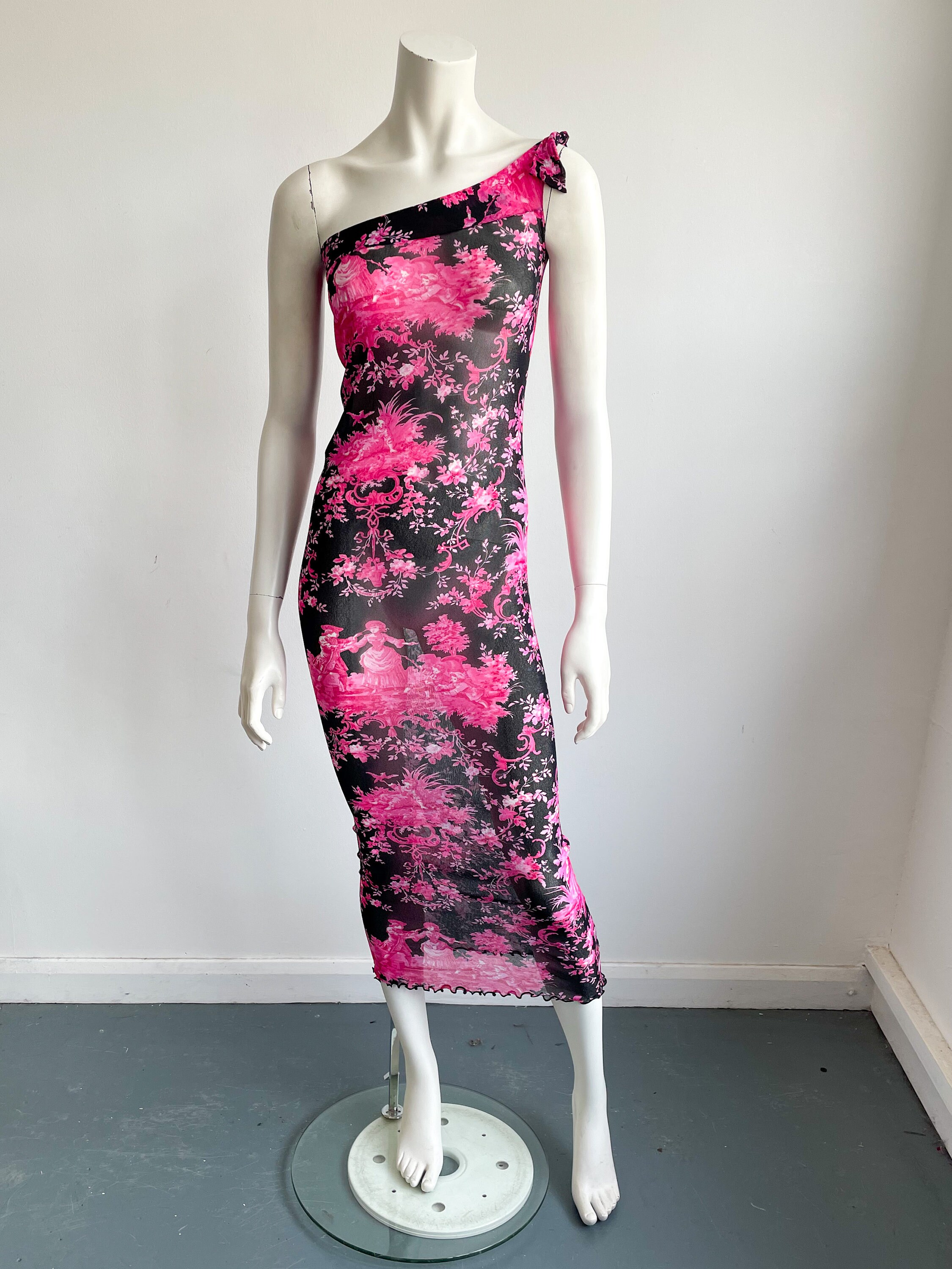 Chantal Thomass Toile De Jouy Dress, One Shoulder Asymmetrical Dress, Mesh, Hot Pink and Black, Bodycon, Figure Hugging, Beachwear - Etsy Chantal Thomass Toile De Jouy Dress, One Shoulder Asymmetrical Dress, Mesh, Hot Pink and Black, Bodycon, Figure Hugging, Beachwear - Etsy