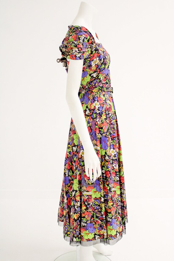 50s Vintage Chinoiserie Print Corset Tea Dress, I… - image 5