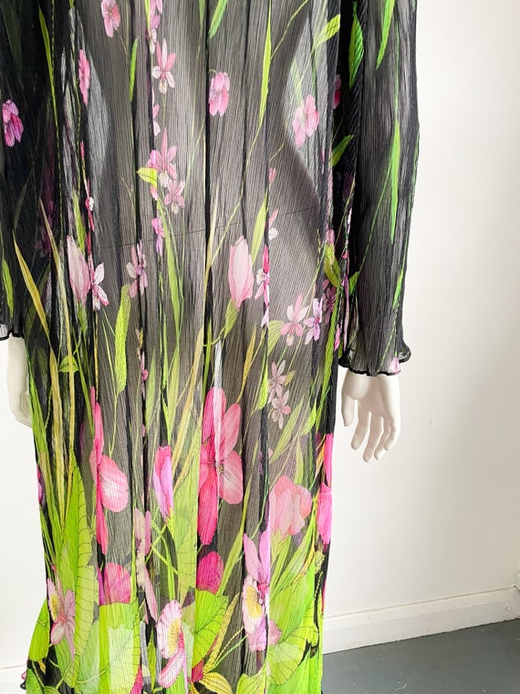 Vintage 70s Floral Print Sheer Tunic, Semi See Th… - image 9