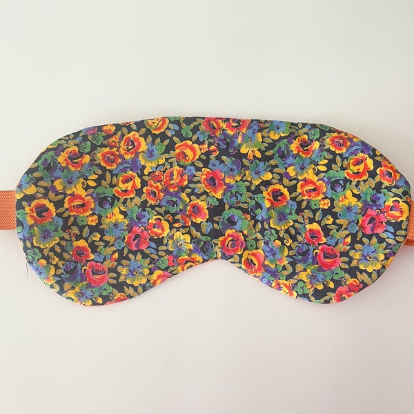 Eco-Friendly Vintage Fabric Sleeping Mask | Travel Eye Mask, Satin Backed, Liberty of London Floral Design | Handmade in the UK, Flowers