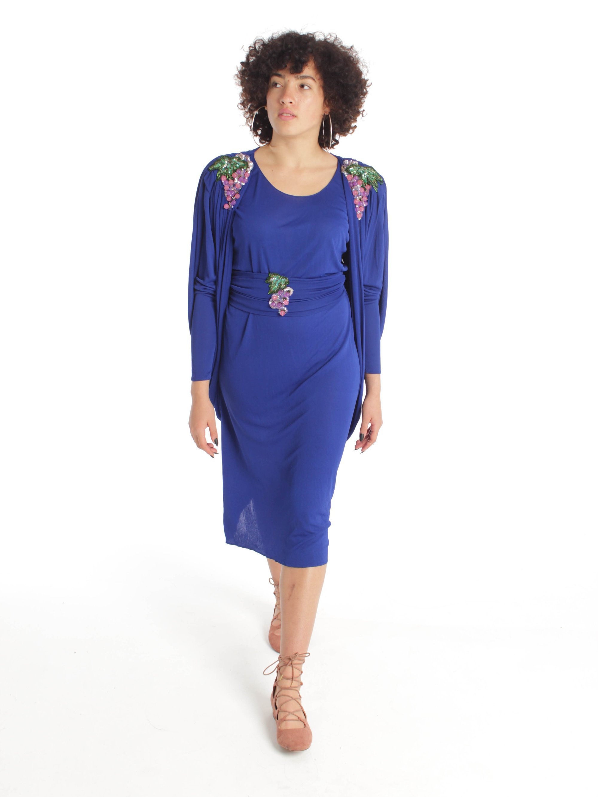 Vintage 80s Novelty Grapevine Dress / Creasy Paris / Draped Etsy