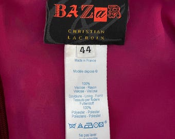 Vintage 90s Bazar Christian Lacroix Mini Dress, Pink Lace and