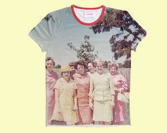 1960s Girl Gang T-Shirt, All Over Photographic Print, Retro Vintage Street Style, All Dolled Up, Sizes XS-3XL