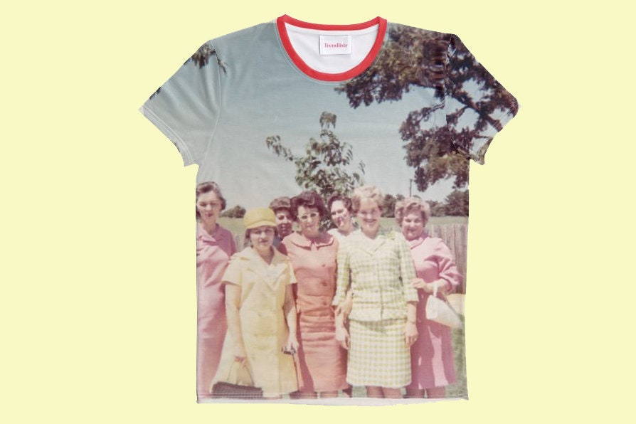 Maglietta anni '60 Girl Gang, stampa fotografica completa, stile retrò vintage da strada, tutta agghindata, taglie dalla XS alla 3XL