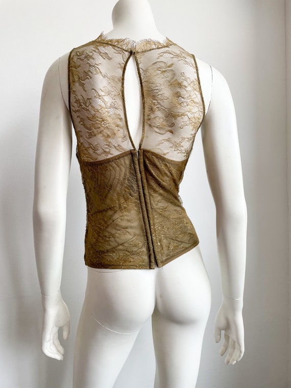 Vintage La Perla Sequinned Corset, Brown and Beig… - image 7