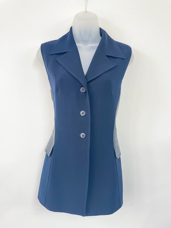 Vintage 80s Sleeveless Two Piece Suit with Leathe… - image 3