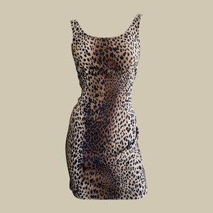 Vintage 90s Moschino Dress, Cheetah Print, Animal Print, Mini Dress, Low Back, Bodycon, Sleeveless, 1990s, Archive, Animal Print