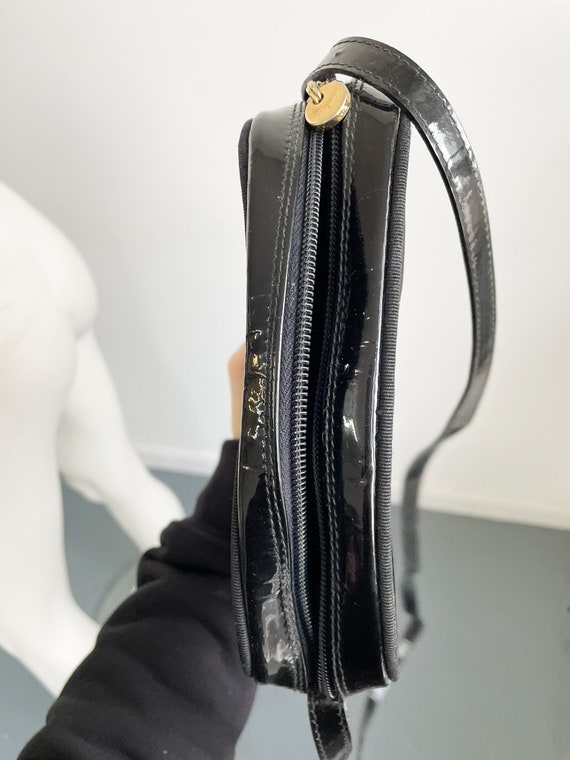 Vintage Salvatore Ferragamo Black Handbag, Patent Leather