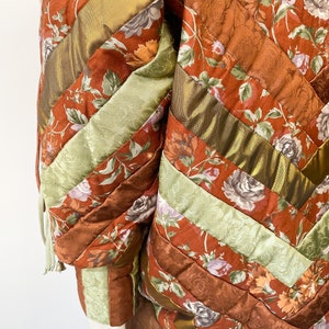 Avant Garde 80s Rich Rags Coat, Patchworked, Floral Print, Flower, Quirky, Unusual, Brown and Gold with Tassels, 1980s, One of a Kind Design image 9